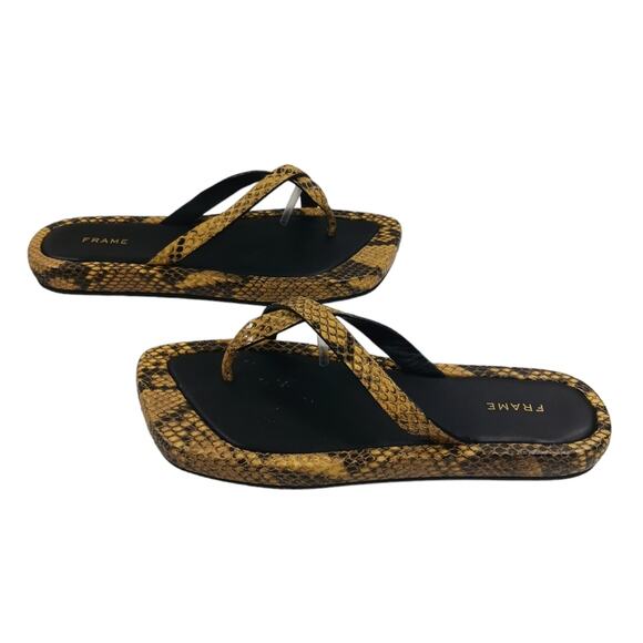Frame Denim Snake Print Sandals - Black and Tan - Picture 5 of 10